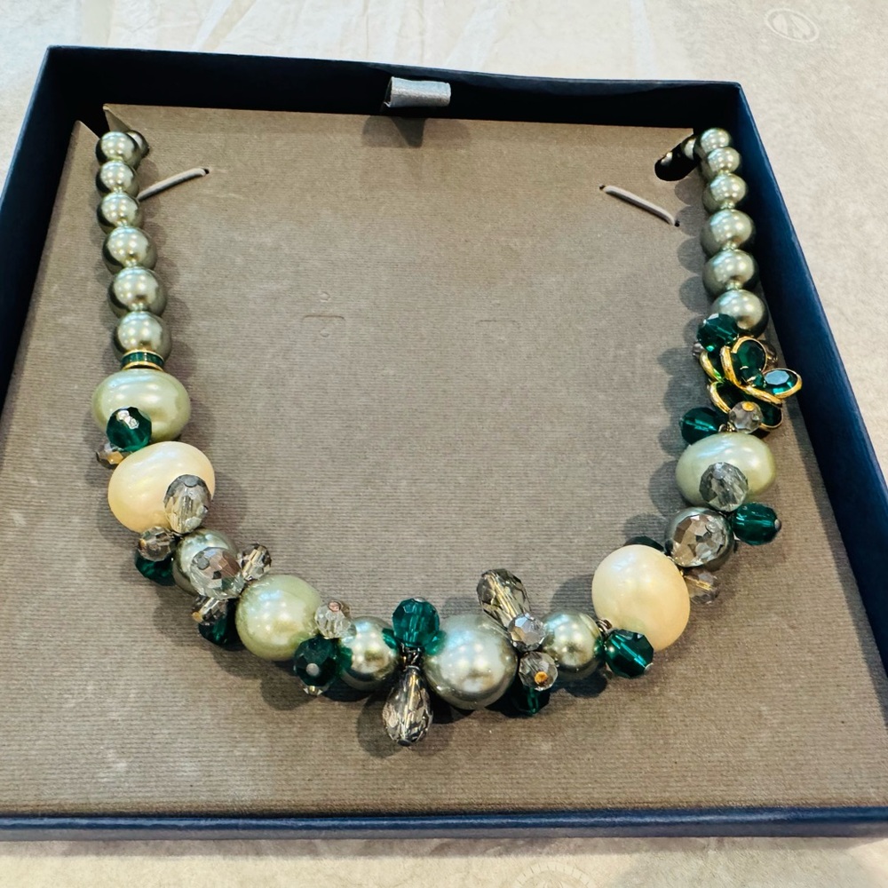 Symphony Green and Gold Beaded Necklace